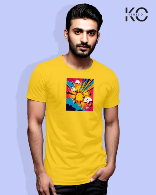 Image of Comic inspired design half sleeve t-shirt | Color Splash Yellow