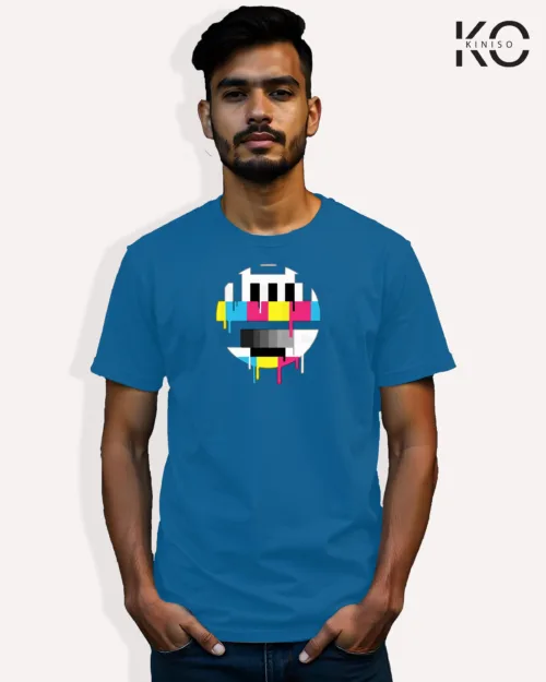 Image of Music inspired design Half Sleeve t-shirt | Colorful Keypad Blue