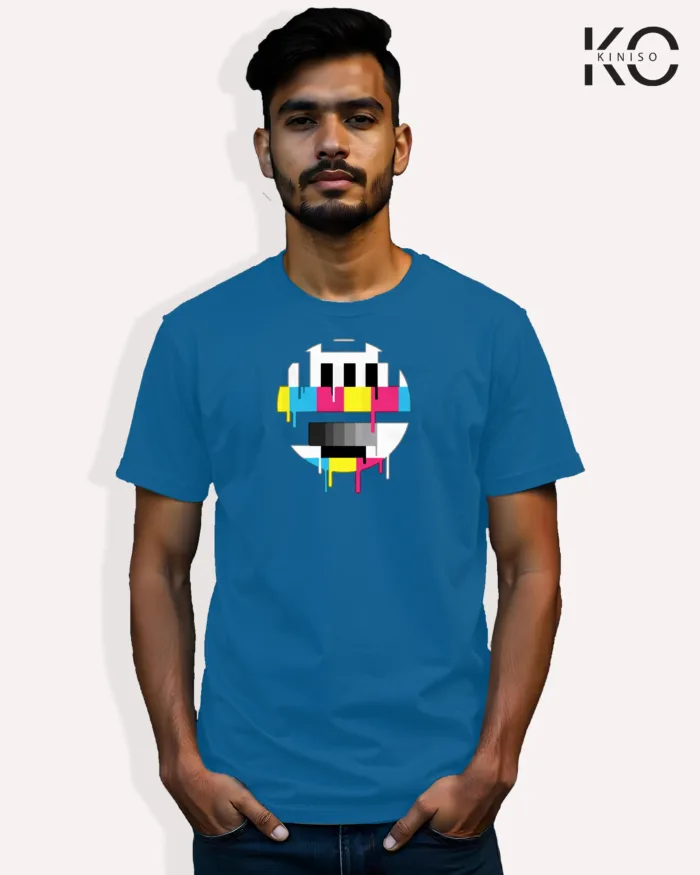 Image of Music inspired design Half Sleeve t-shirt | Colorful Keypad Blue