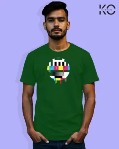 Image of Music inspired design Half Sleeve t-shirt | Colorful Keypad Bottle Green