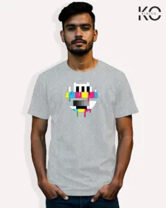 Image of Music inspired design Half Sleeve t-shirt | Colorful Keypad Grey