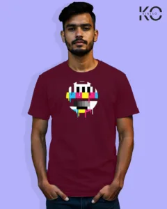 Image of Music inspired design Half Sleeve t-shirt | Colorful Keypad Maroon