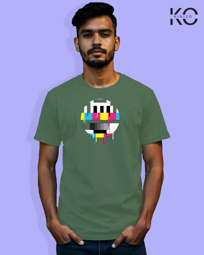 Image of Music inspired design Half Sleeve t-shirt | Colorful Keypad Pastel Green