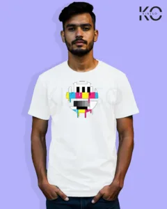 Image of Music inspired design Half Sleeve t-shirt | Colorful Keypad White