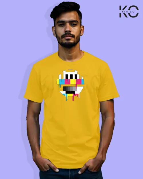 Image of Music inspired design Half Sleeve t-shirt | Colorful Keypad Yellow