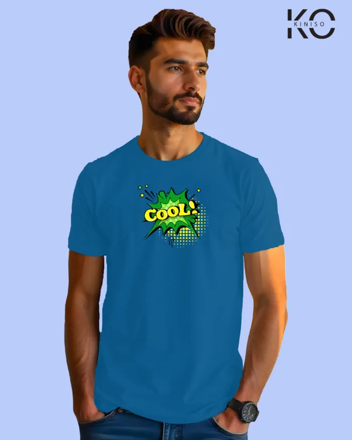 Image of Comic inspired design half sleeve t-shirt | Cool Blue