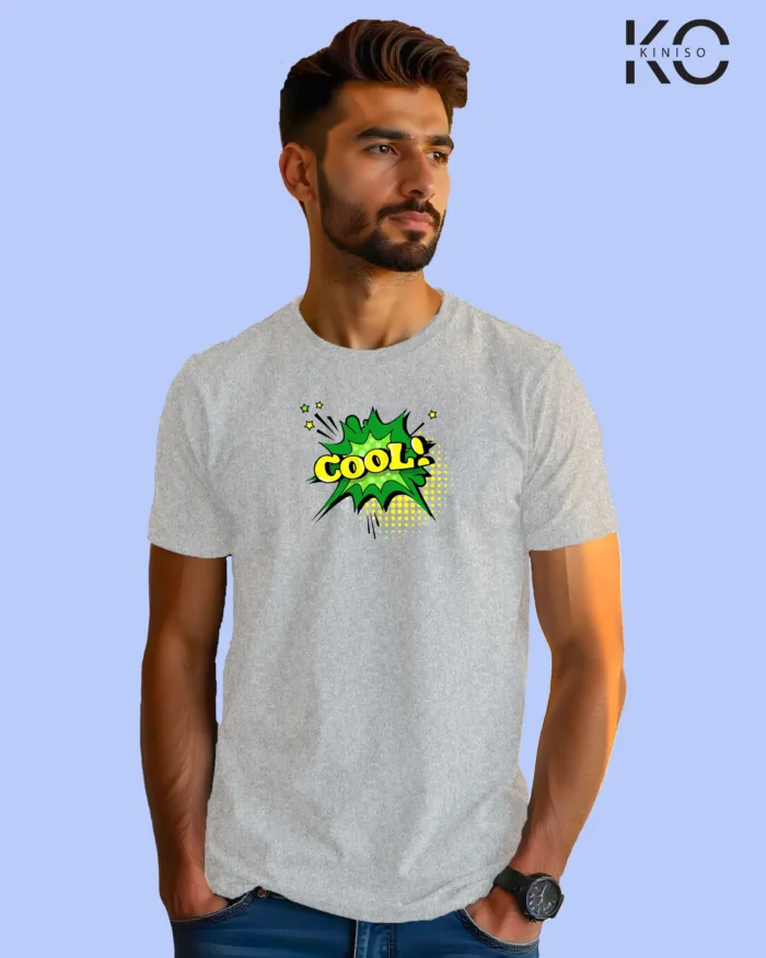 Image of Comic inspired design half sleeve t-shirt | Cool Grey