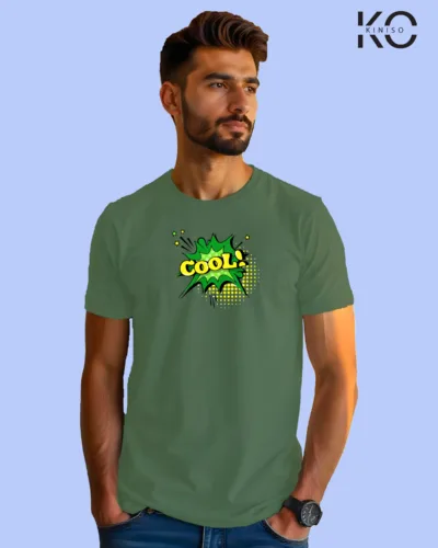 Image of Comic inspired design half sleeve t-shirt | Cool Pastel Green