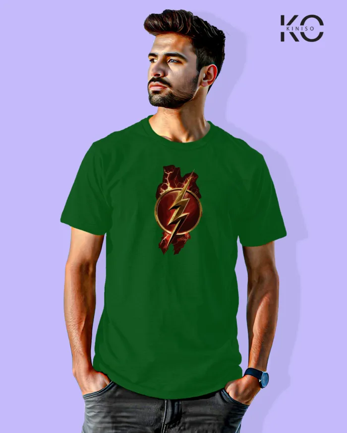 Image of Movie and TV Show inspired design Half Sleeve t-shirt | DC Flash Bottle Green