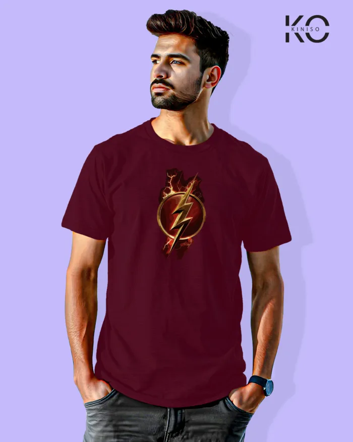 Image of Movie and TV Show inspired design Half Sleeve t-shirt | DC Flash Maroon