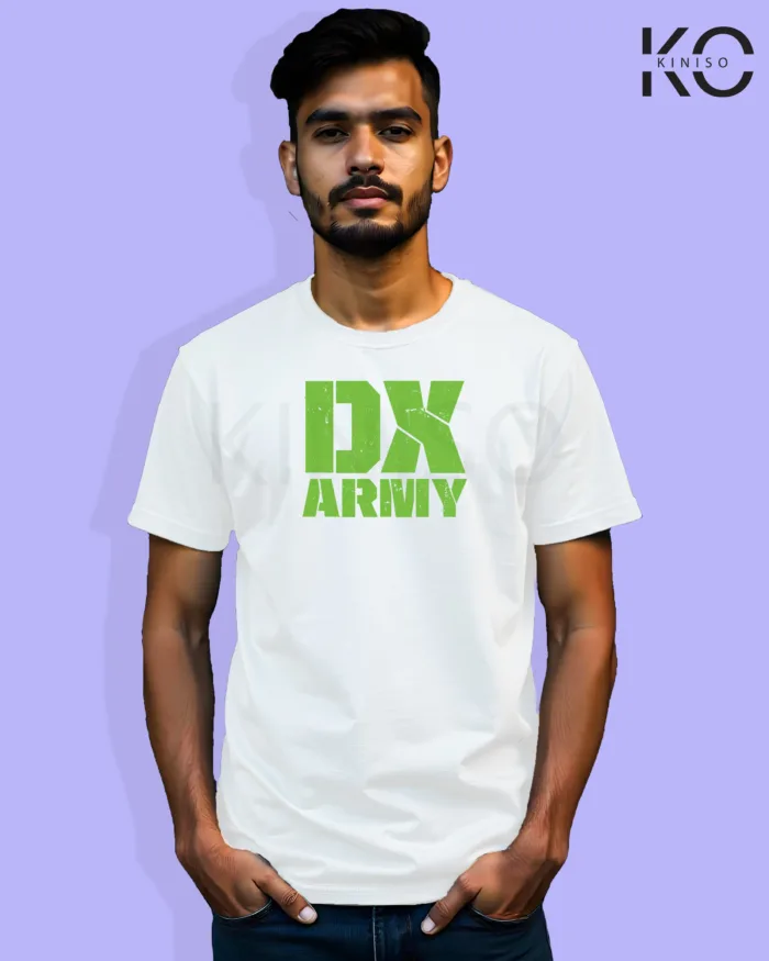 Image of Movie and TV Show inspired design Half Sleeve t-shirt | DX Army White