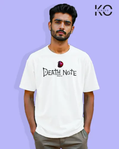 Image of Anime inspired design Drop-shoulder t-shirt | Death Note Apple White