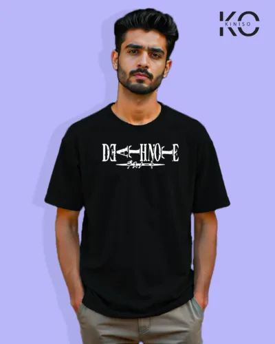 Image of Anime inspired design Drop-shoulder t-shirt | Death Note Name Black