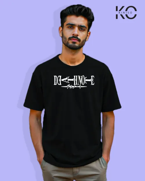 Image of Anime inspired design Drop-shoulder t-shirt | Death Note Name Black