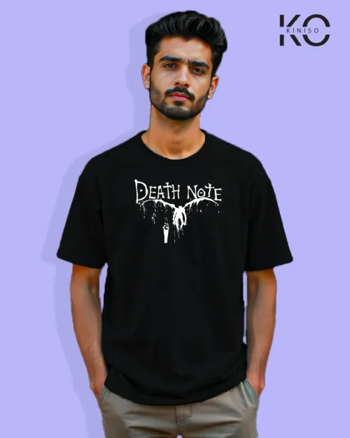 Image of Anime inspired design Drop-shoulder t-shirt | Death Note and Ryuk walkin Black