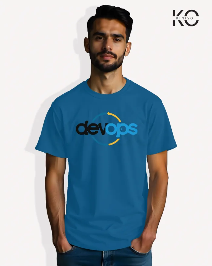 Image of Engineer and tech inspired design half sleeve t-shirt | Devops Blue