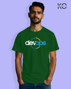 Image of Engineer and tech inspired design half sleeve t-shirt | Devops Bottle Green