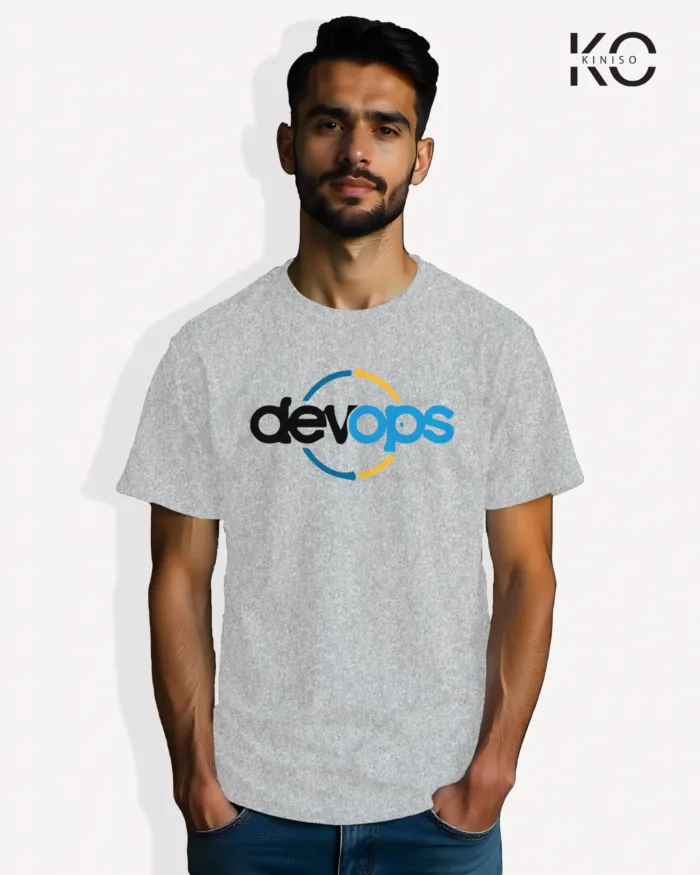 Image of Engineer and tech inspired design half sleeve t-shirt | Devops Grey