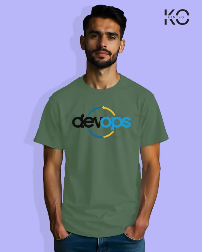 Image of Engineer and tech inspired design half sleeve t-shirt | Devops Pastel Green