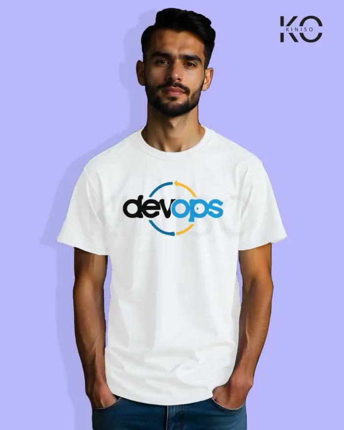 Image of Engineer and tech inspired design half sleeve t-shirt | Devops White