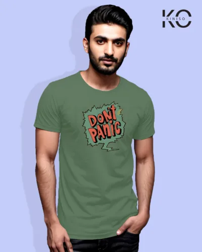 Image of Comic inspired design half sleeve t-shirt | Don't Panic Pastel Green