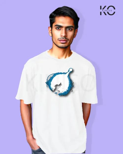 Image of Anime inspired design Drop-shoulder t-shirt | Dragon Ball throwing White