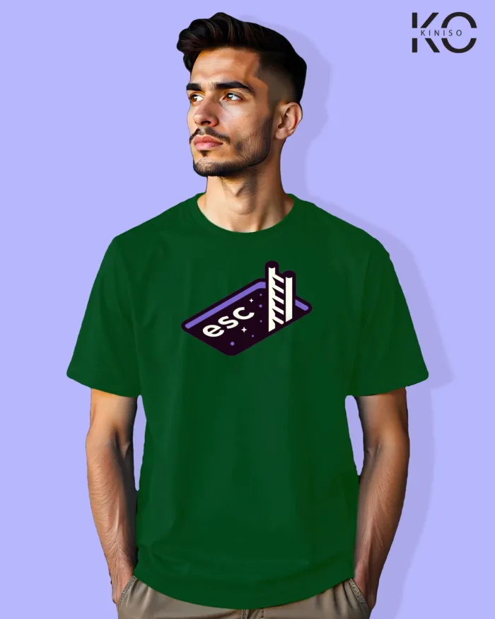 Image of Engineer and tech inspired design half sleeve t-shirt | ESC Bottle Green