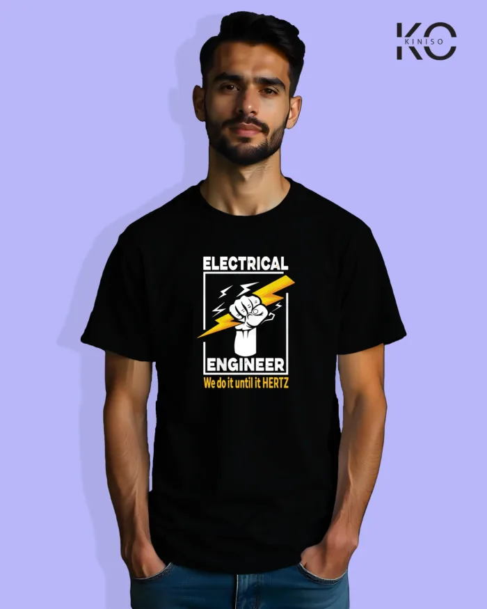 Image of Engineer and tech inspired design half sleeve t-shirt | Electrical Engineer Black