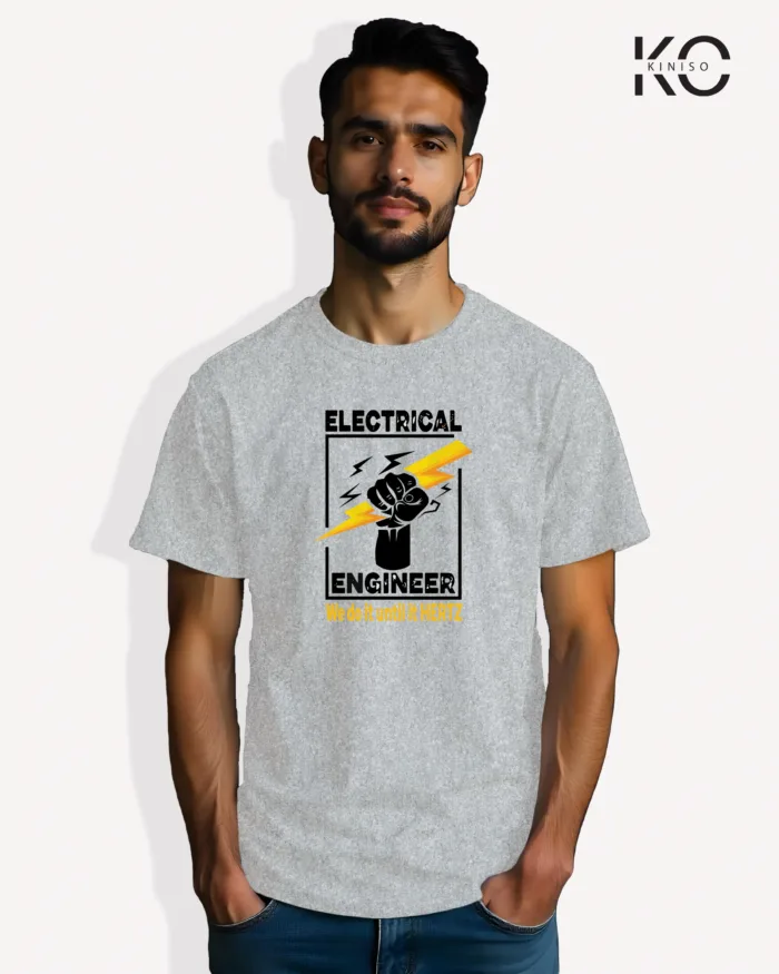 Image of Engineer and tech inspired design half sleeve t-shirt | Electrical Engineer Grey