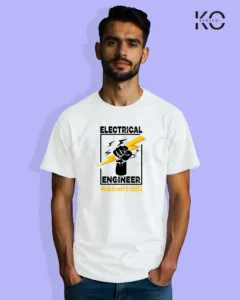 Image of Engineer and tech inspired design half sleeve t-shirt | Electrical Engineer White