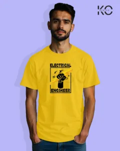 Image of Engineer and tech inspired design half sleeve t-shirt | Electrical Engineer Yellow