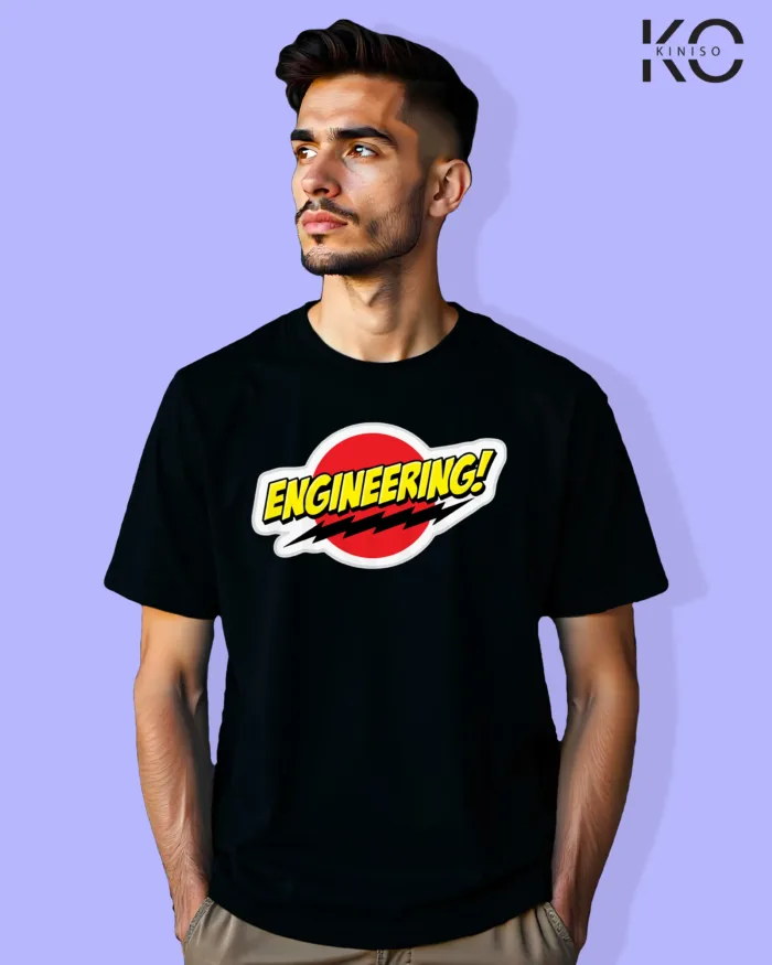 Image of Engineer and tech inspired design half sleeve t-shirt | Engineer Black