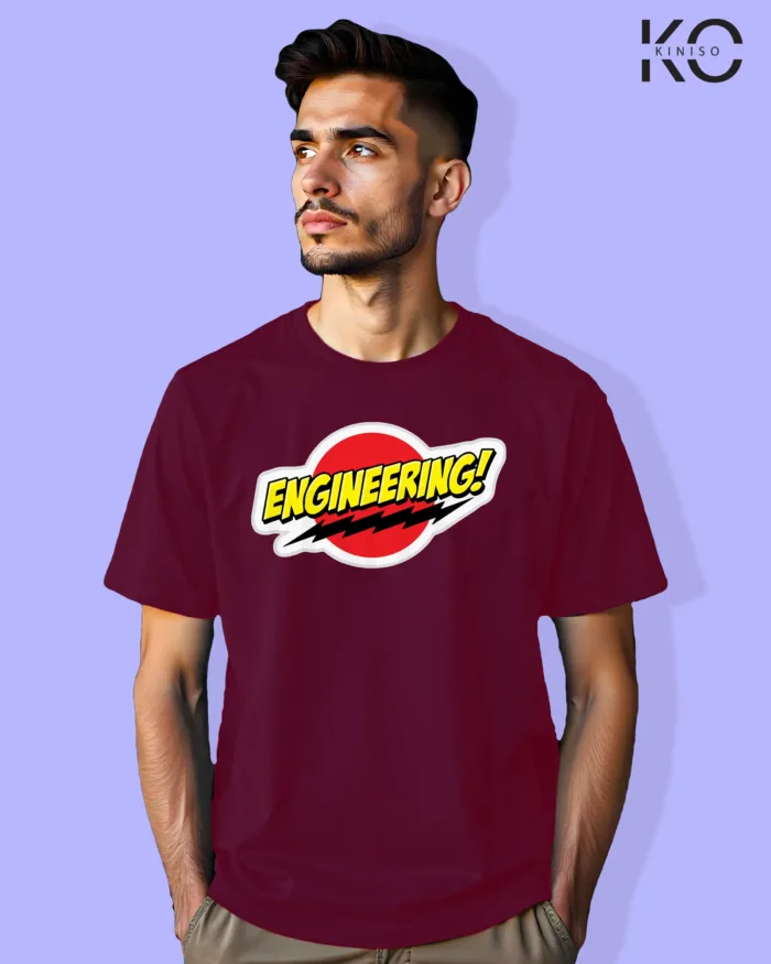 Image of Engineer and tech inspired design half sleeve t-shirt | Engineer Maroon