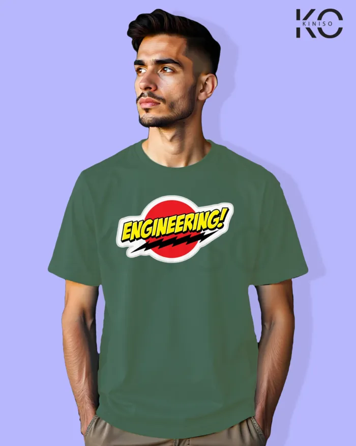 Image of Engineer and tech inspired design half sleeve t-shirt | Engineer Pastel Green