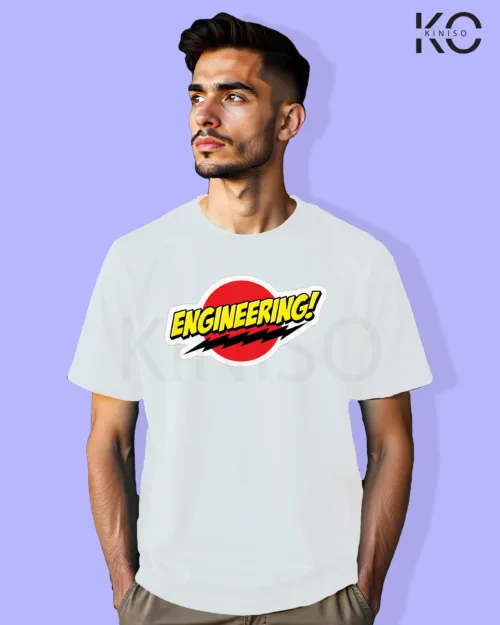 Image of Engineer and tech inspired design half sleeve t-shirt | Engineer White