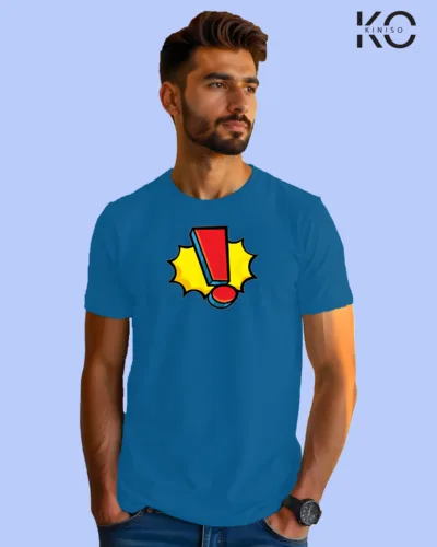 Image of Comic inspired design half sleeve t-shirt | Exclamatory Sign Blue