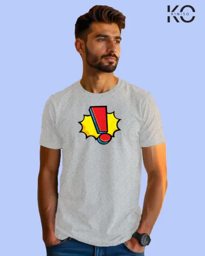 Image of Comic inspired design half sleeve t-shirt | Exclamatory Sign Grey