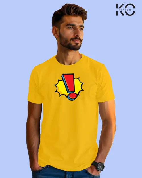 Image of Comic inspired design half sleeve t-shirt | Exclamatory Sign Yellow