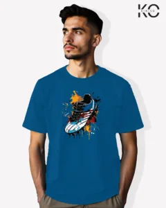 Image of Football inspired design half sleeve t-shirt | Football Classic Shoe Graffiti Blue