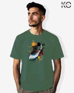 Image of Football inspired design half sleeve t-shirt | Football Classic Shoe Graffiti Pastel Green