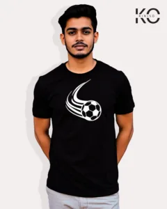 Image of Football inspired design half sleeve t-shirt | Football Kick Black