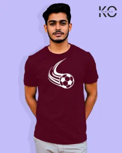 Image of Football inspired design half sleeve t-shirt | Football Kick Maroon