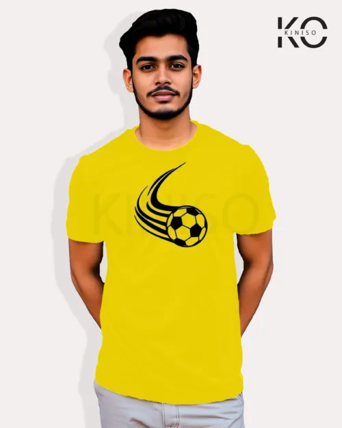 Image of Football inspired design half sleeve t-shirt | Football Kick Yellow