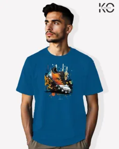 Image of Football inspired design half sleeve t-shirt | Football Shoe Graffiti Blue