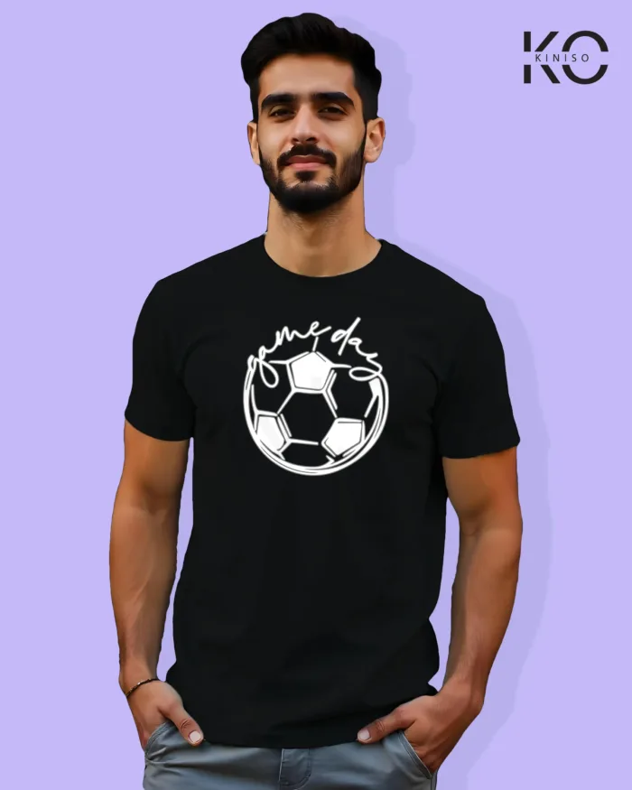 Image of Football inspired design half sleeve t-shirt | Game Day Black