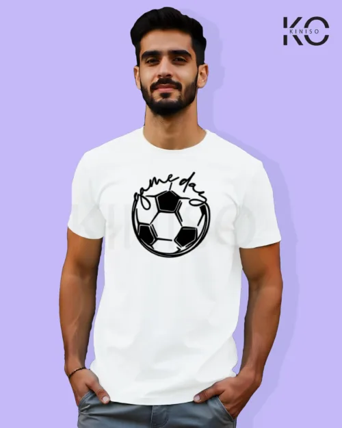 Image of Football inspired design half sleeve t-shirt | Game Day White