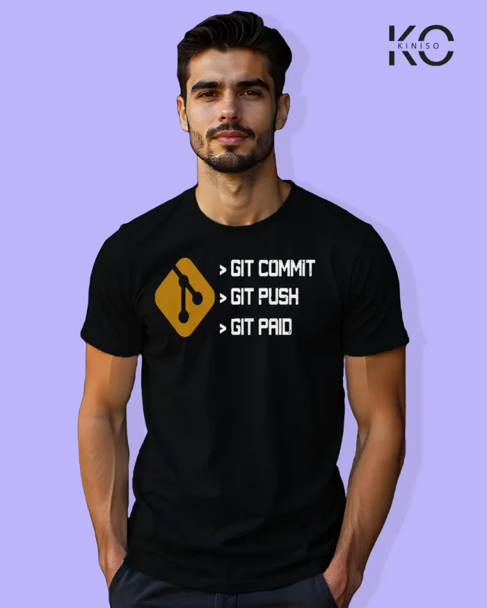 Image of Engineer and tech inspired design half sleeve t-shirt | Git Commit Black