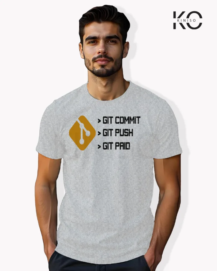 Image of Engineer and tech inspired design half sleeve t-shirt | Git Commit Bottle Grey