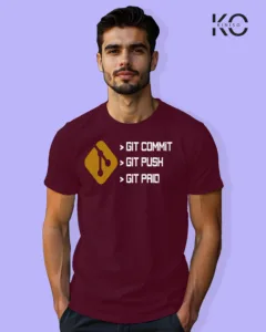 Image of Engineer and tech inspired design half sleeve t-shirt | Git Commit Maroon