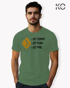 Image of Engineer and tech inspired design half sleeve t-shirt | Git Commit Pastel Green